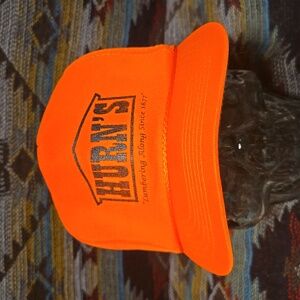 90s Hurn's Lumber Co. Safety Orange Canvas Rope Snapback